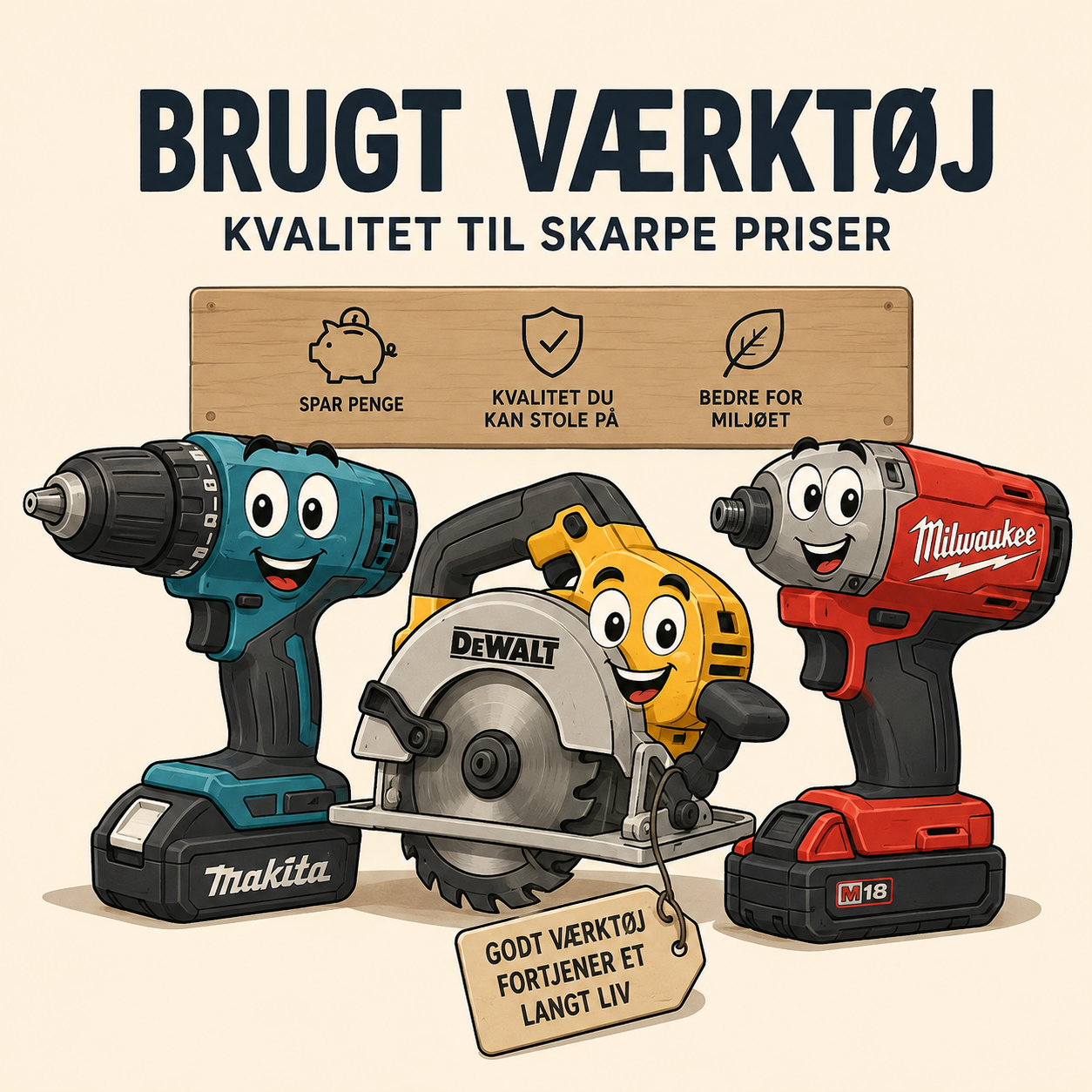 Brugt kvalitetsværktøj - Spar pengepungen og miljøet!